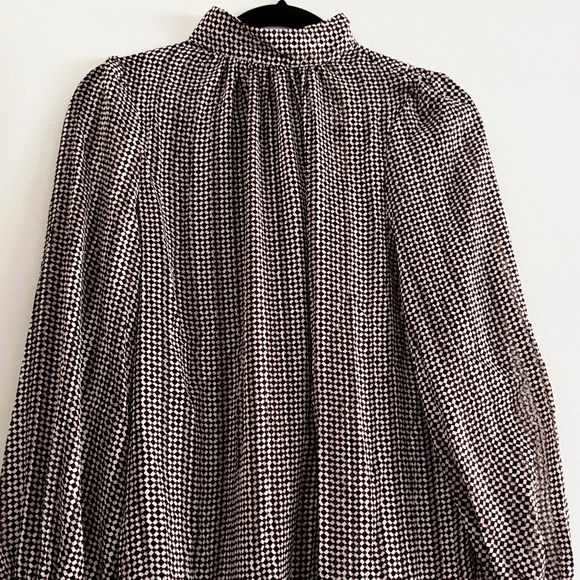 H&M Geometric Checkered High-Neck Satin Blouse – Size S (NWT) - Picture 1 of 9
